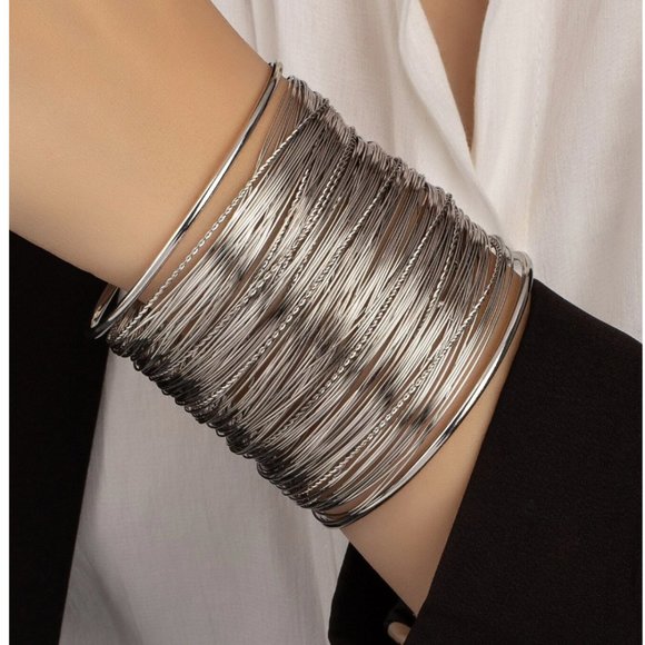 Silver Minimalist Cuff Bangle - Picture 1 of 6